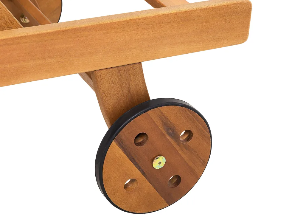 Gartenliege Akazienholz Hellbraun Auflage Blau Rollbar Java