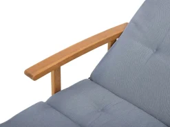 Gartenliege Akazienholz Hellbraun Auflage Blau Rollbar Java
