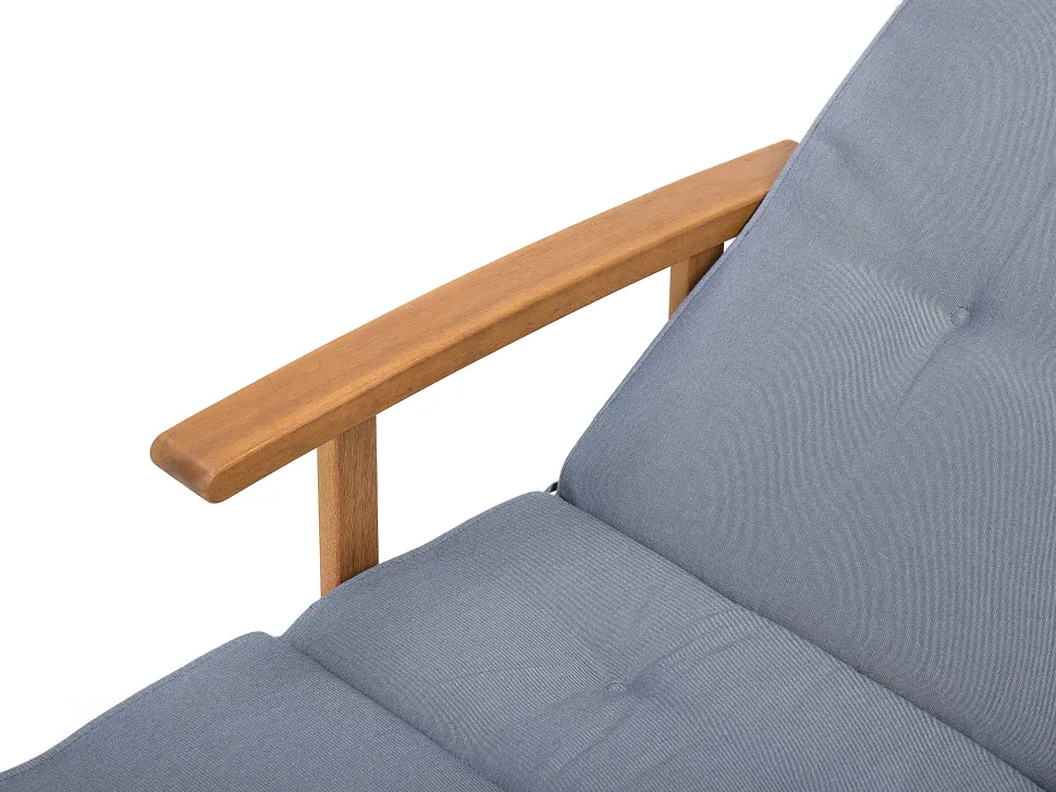 Gartenliege Akazienholz Hellbraun Auflage Blau Rollbar Java