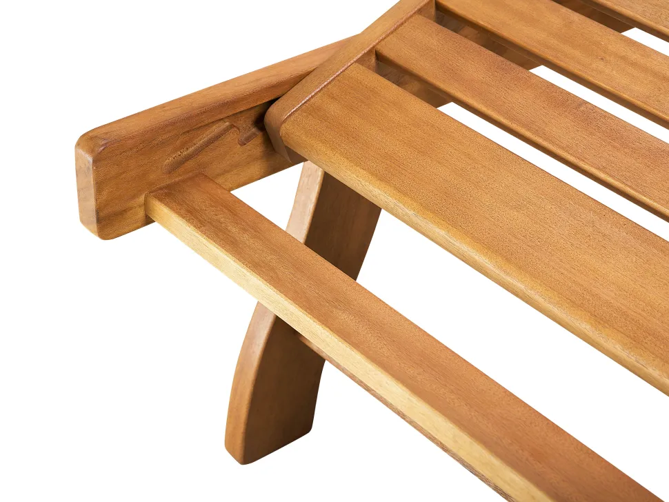 Gartenliege Akazienholz Hellbraun Auflage Blau Rollbar Java