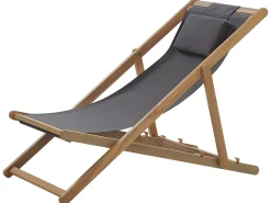 Gartenliege Akazienholz Hellbraun Textil Grau Avellino