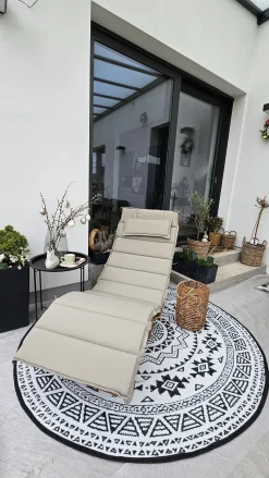 Gartenliege Akazienholz Hellbraun Auflage Taupe Brescia