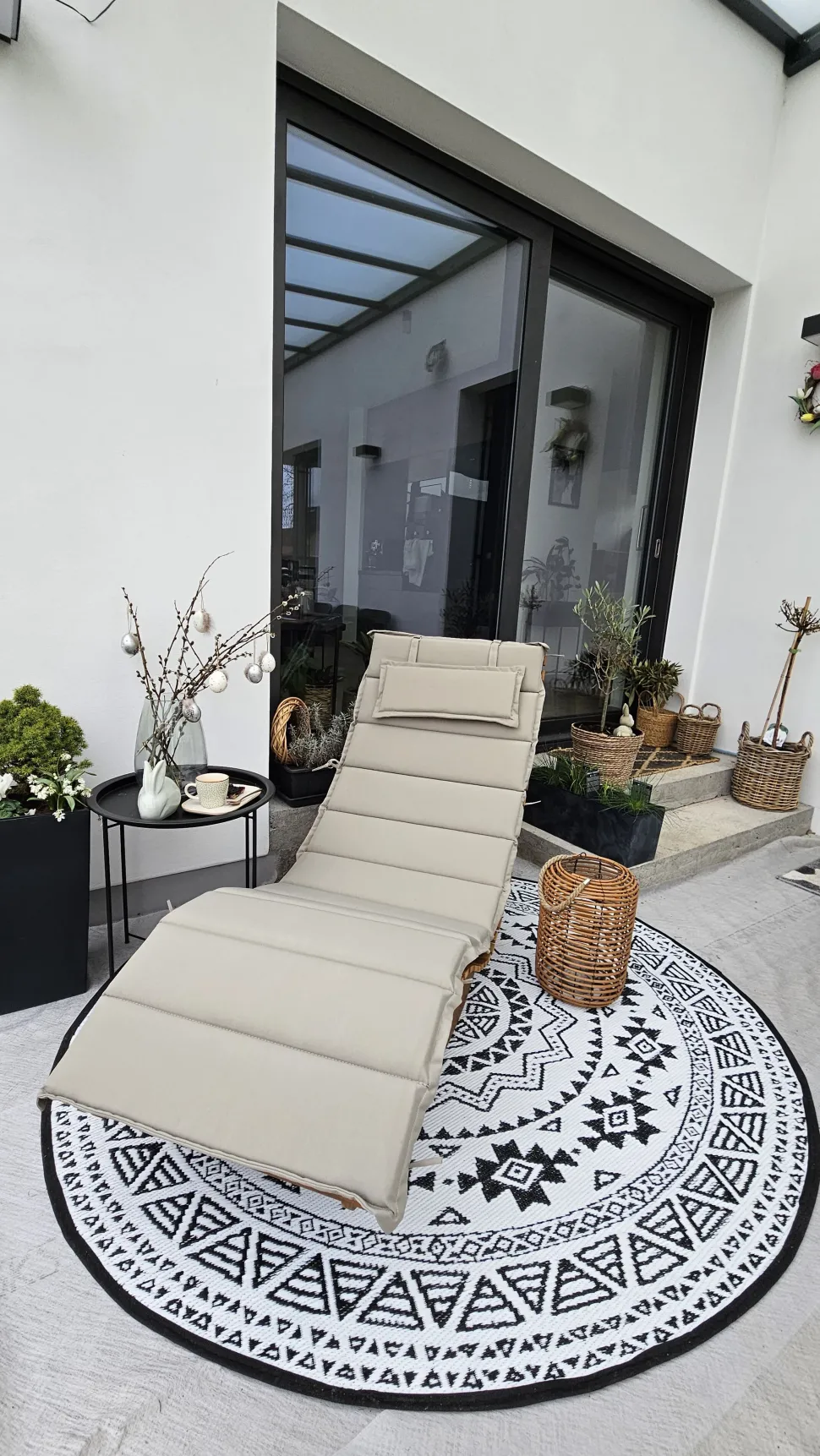 Gartenliege Akazienholz Hellbraun Auflage Taupe Brescia