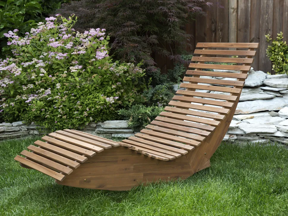 Gartenliege Akazienholz Hellbraun Auflage Taupe Brescia
