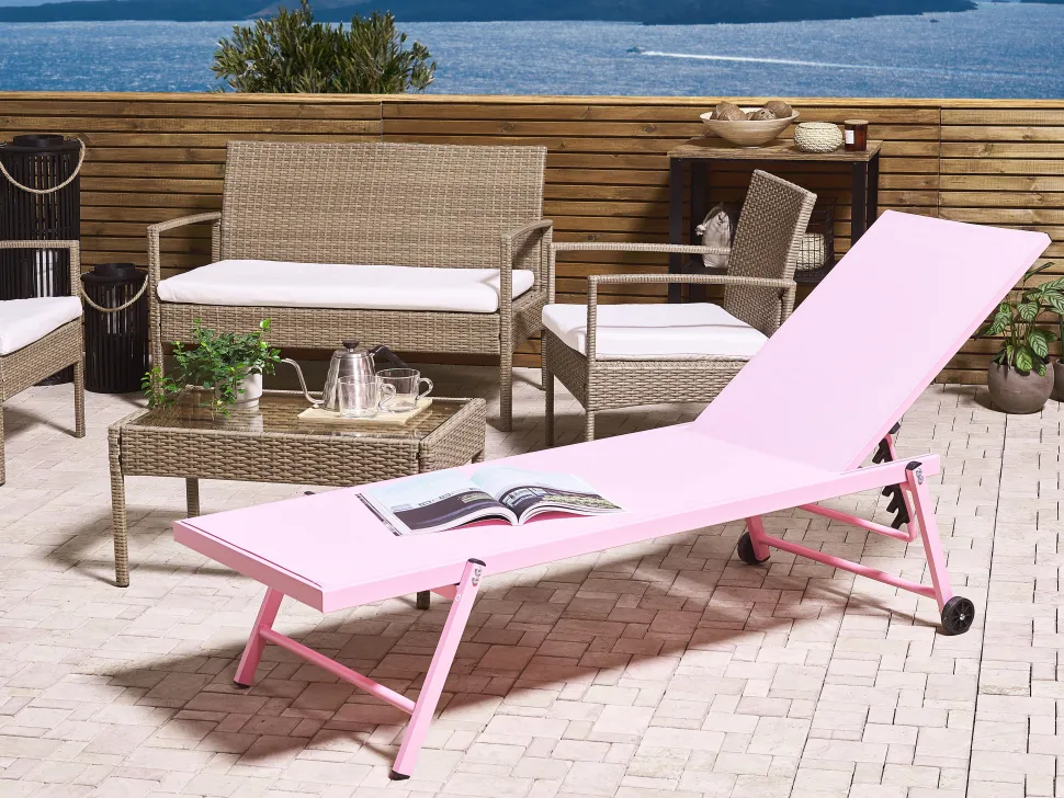 Gartenliege Aluminium Textilbespannung Rosa Portofino