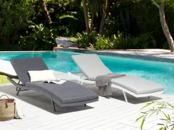 Gartenliege Aluminium Textilbespannung Dunkelgrau Amelia