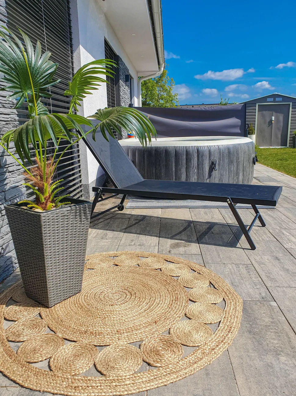Gartenliege Aluminium Textilbespannung Schwarz Portofino