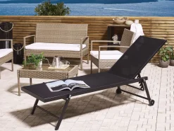 Gartenliege Aluminium Textilbespannung Schwarz Portofino