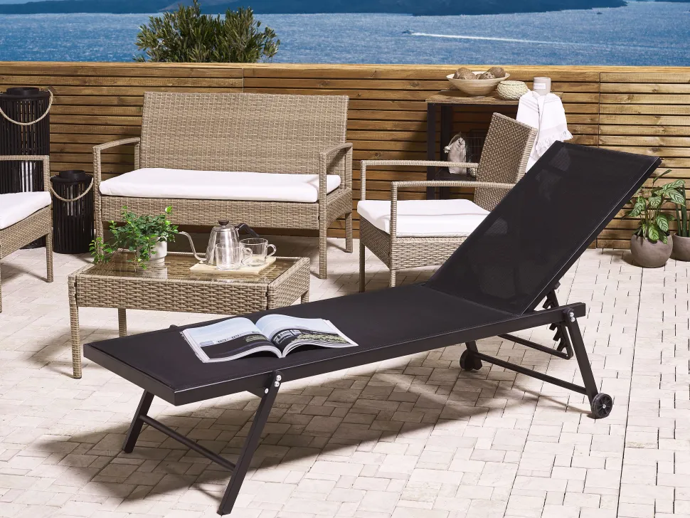 Gartenliege Aluminium Textilbespannung Schwarz Portofino