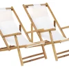 Gartenliege Bambusholz Hellbraun Textil Beige 2Er Set Atrani