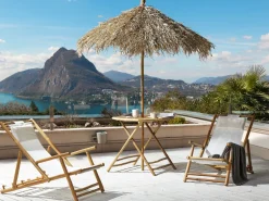 Gartenliege Bambusholz Hellbraun Textil Beige 2Er Set Atrani