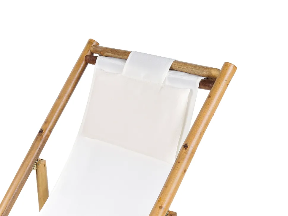 Gartenliege Bambusholz Hellbraun Textil Beige 2Er Set Atrani