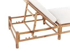 Gartenliege Bambusholz Hellbraun Auflage Cremeweis Ligure