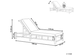Gartenliege Bambusholz Hellbraun Auflage Cremeweis Ligure