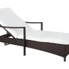 Gartenliege Rattan Braun Auflage Weis Vasto