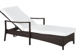 Gartenliege Rattan Braun Auflage Weis Vasto