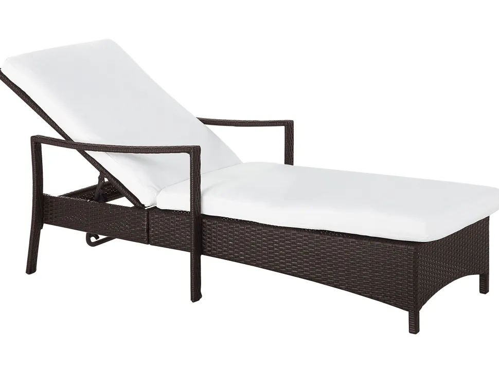 Gartenliege Rattan Braun Auflage Weis Vasto