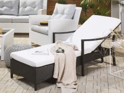 Gartenliege Rattan Braun Auflage Weis Vasto