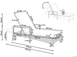 Gartenliege Rattan Braun Auflage Weis Vasto