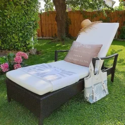 Gartenliege Rattan Braun Auflage Weis Vasto