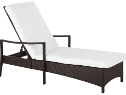 Gartenliege Rattan Braun Auflage Weis Vasto