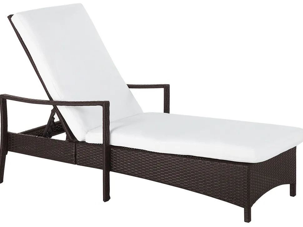 Gartenliege Rattan Braun Auflage Weis Vasto