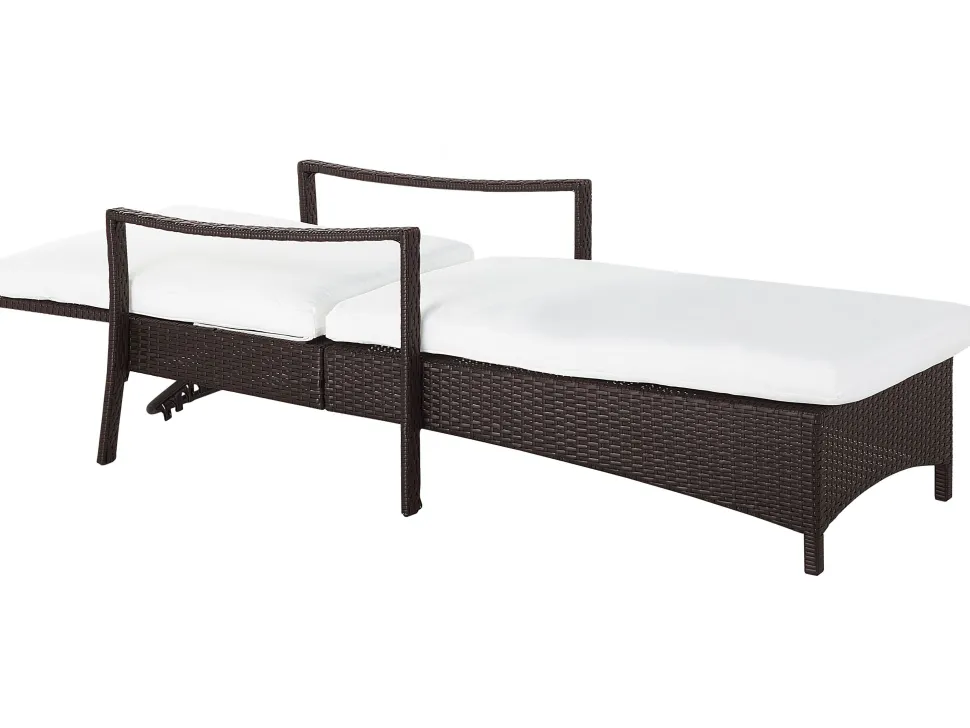 Gartenliege Rattan Braun Auflage Weis Vasto