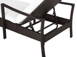 Gartenliege Rattan Braun Auflage Weis Vasto