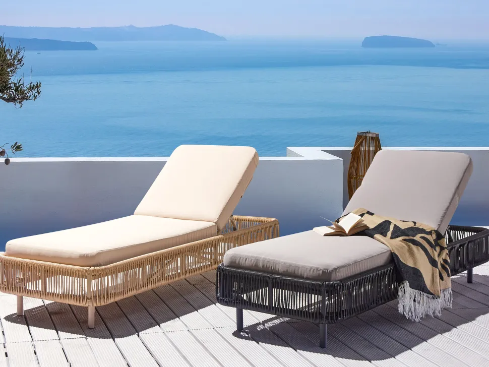 Gartenliege Rattan Grau Osini