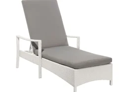 Gartenliege Rattan Weis Auflage Grau Vasto