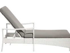 Gartenliege Rattan Weis Auflage Grau Vasto