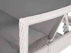 Gartenliege Rattan Weis Auflage Grau Vasto