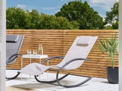 Gartenliege Stahl Textilbespannung Beige Schaukelfunktion Carano Ii