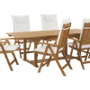 Gartenmöbel Set Akazienholz 6-Sitzer Rechteckig Auflagen Cremeweis Java