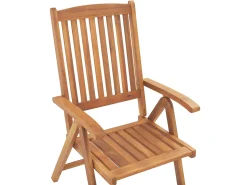Gartenmöbel Set Akazienholz 6-Sitzer Rechteckig Auflagen Cremeweis Java