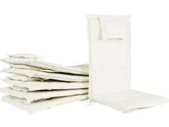 Gartenmöbel Set Akazienholz 6-Sitzer Rechteckig Auflagen Cremeweis Java