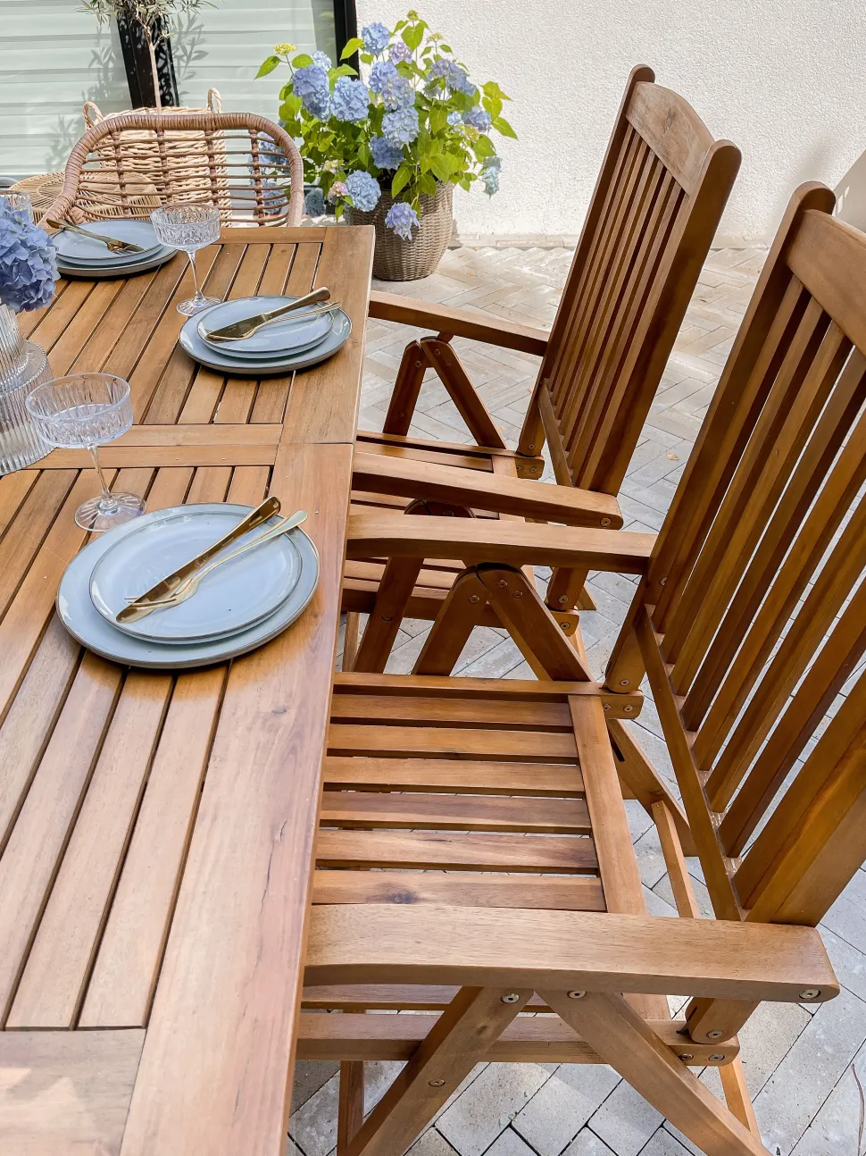 Gartenmöbel Set Akazienholz 6-Sitzer Rechteckig Auflagen Cremeweis Java