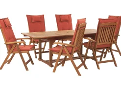 Gartenmöbel Set Akazienholz 6-Sitzer Rechteckig Auflagen Terracotta Java
