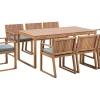 Gartenmöbel Set Akazienholz Hellbraun 8-Sitzer Auflagen Blau Sassari