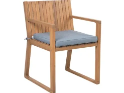 Gartenmöbel Set Akazienholz Hellbraun 8-Sitzer Auflagen Blau Sassari