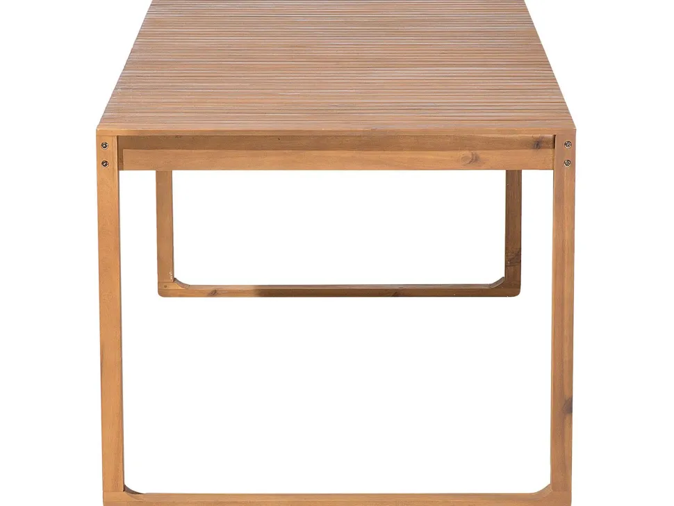 Gartenmöbel Set Akazienholz Hellbraun 8-Sitzer Auflagen Blau Sassari