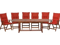 Gartenmöbel Set Akazienholz 6-Sitzer Rechteckig Auflagen Terracotta Toscana
