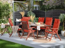 Gartenmöbel Set Akazienholz 6-Sitzer Rechteckig Auflagen Terracotta Toscana