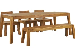 Gartenmöbel Set Akazienholz Hellbraun 6-Sitzer 5-Teilig Livorno