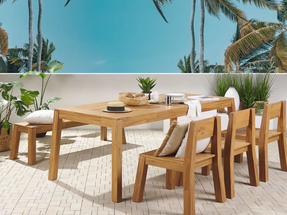 Gartenmöbel Set Akazienholz Hellbraun 6-Sitzer 5-Teilig Livorno