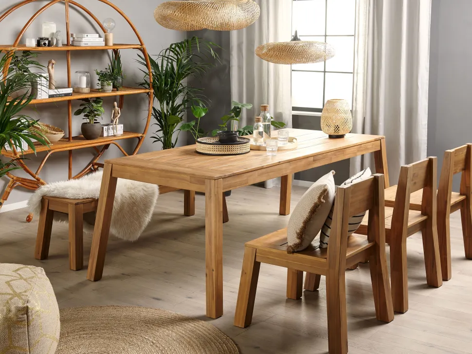 Gartenmöbel Set Akazienholz Hellbraun 6-Sitzer 5-Teilig Livorno