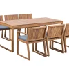 Gartenmöbel Set Akazienholz Hellbraun 6-Sitzer Auflagen Blau Sassari