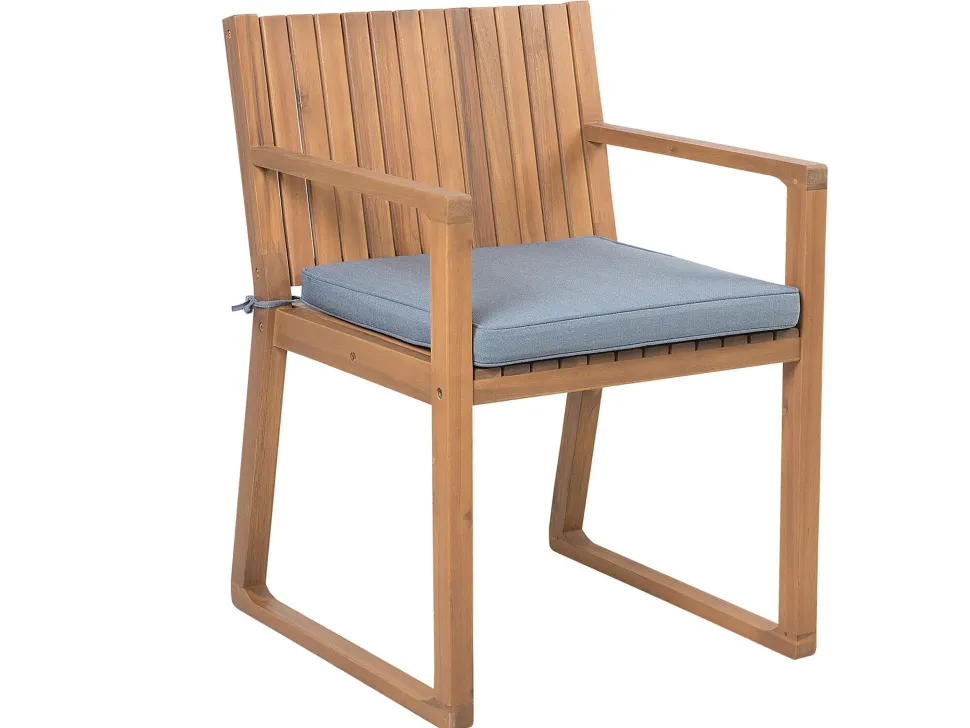 Gartenmöbel Set Akazienholz Hellbraun 6-Sitzer Auflagen Blau Sassari