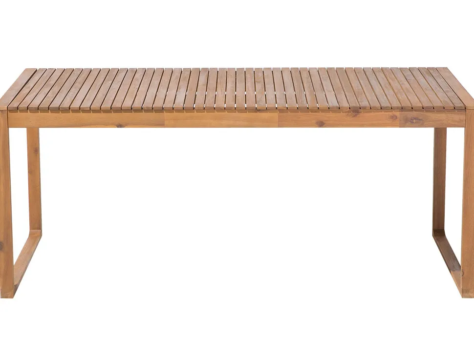Gartenmöbel Set Akazienholz Hellbraun 6-Sitzer Auflagen Blau Sassari
