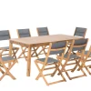 Gartenmöbel Set Akazienholz Hellbraun 8-Sizer Textilbespannung Grau Cesana